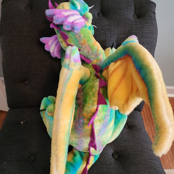 Melissa Doug Jumbo Plush Dragon 33" Rainbow Friendly Long Tail Winged Retired - Picture 5 of 11